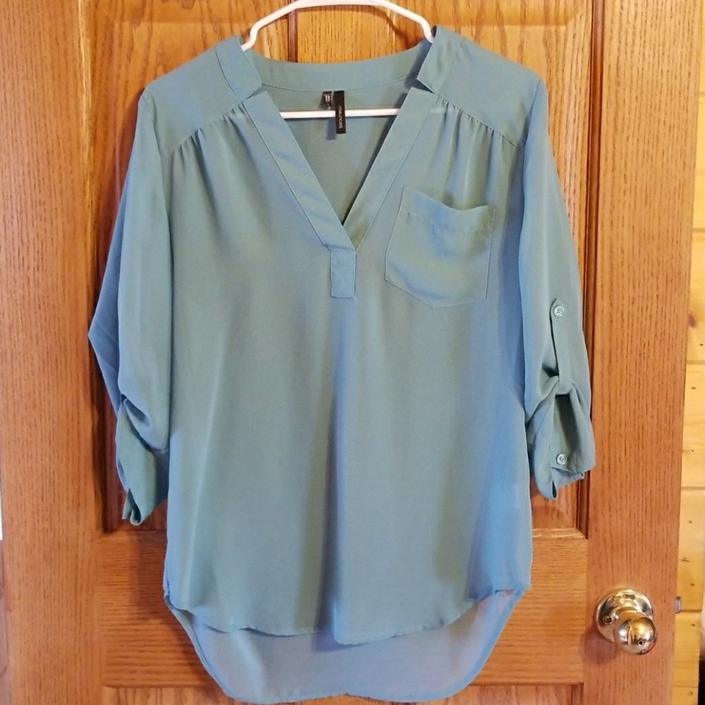 Sage green sheer top